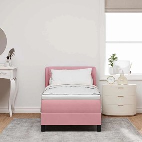 Cama Box Spring vidaXL com Colchão Rosa 80x200 cm de Veludo