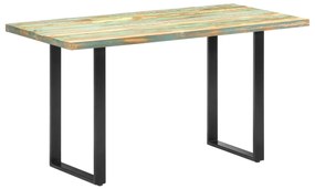 Mesa de jantar 140x70x76 cm madeira recuperada maciça