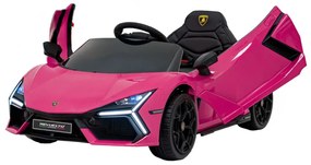 Carro elétrico para Crianças Lamborghini Revuelto 12V 4x4 Rodas Espuma EVA, Assento couro ecológico Rosa