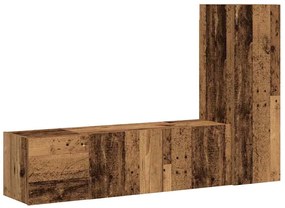 vidaXL armários de TV montados na parede 3 pcs madeira velha