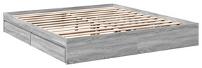 Estrutura de cama c/ gavetas derivados madeira cinza sonoma
