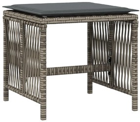 Bancos jardim com almofadões 4 pcs 41x41x36 cm vime PE cinzento