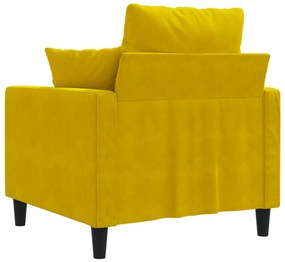 Poltrona Cinha - Cor Amarelo - 78x77x80 cm - Em Veludo e Estrutura em