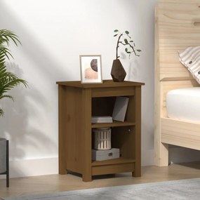 vidaXL Mesa de cabeceira 40x35x55 cm pinho maciço castanho mel