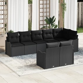 Conjunto de Sofá de Jardim vidaXL com Almofadas Preto Vime Sintético