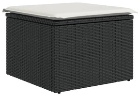11 pcs conjunto sofás de jardim c/ almofadões vime PE castanho