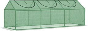 Mini estufa de jardim com 3 janelas enroláveis, cobertura em PE de alta densidade 140 g/m², 180 x 60 x 60 cm, verde escuro