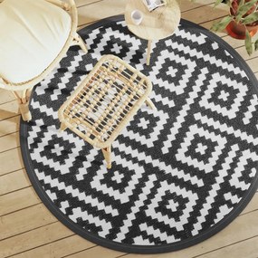 Tapete de exterior Ø160 cm ARAKIL PP branco e preto