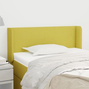 vidaXL Cabeceira de cama c/ abas tecido 83x16x78/88 cm verde