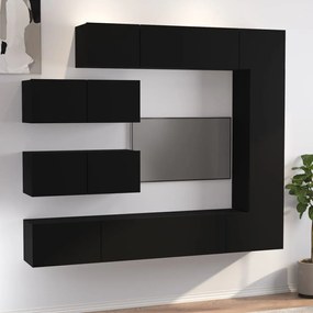 vidaXL Conjunto móveis de TV 7 pcs madeira processada preto