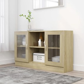 vidaXL Armário vitrine derivados de madeira carvalho sonoma