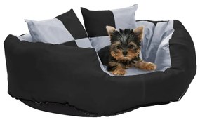 vidaXL Almofadão p/ cães reversível e lavável 65x50x20 cm cinza/preto