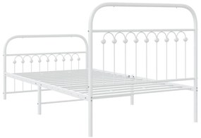 Estrutura de cama com cabeceira e pés 100x200 cm metal branco