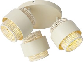 Foco de teto moderno bege com dourado 3 luzes giratório e inclinável - Kora
