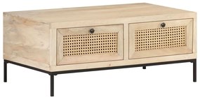 Mesa de centro 90x50x37 cm mangueira maciça e palhinha natural