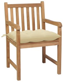 Cadeiras de jardim c/ almofadões branco nata 4 pcs teca maciça