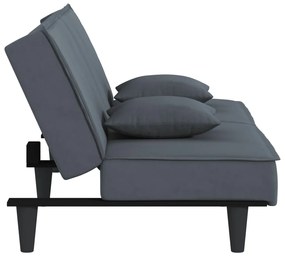 Sofá-cama veludo cinzento-escuro