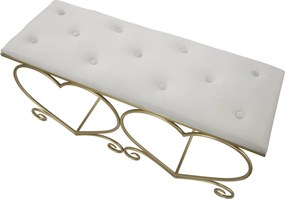 BANCO CORAÇÃO 105X37,5X51,5 CM DOURADO E CREME