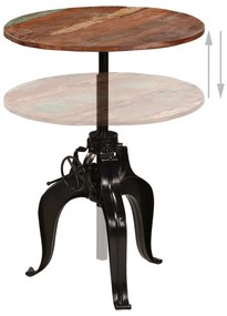 Mesa de bar em madeira recuperada maciça 75x(76-110) cm