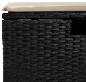 4 pcs conjunto de sofás para jardim c/ almofadões vime PE preto