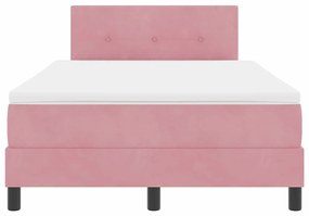 Cama Box com Colchão &amp; LED Rosa 120x200 cm Veludo