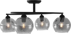 Candeeiro de Teto Moderno Preto com Vidro Fumê 4 Luzes - Alanis