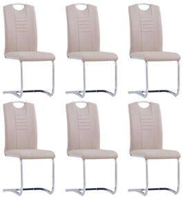 vidaXL Cadeiras de jantar cantilever 6 pcs couro artificial cappuccino