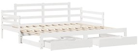 Sofá-cama com gavetão e gavetas sem colchão 90x190 cm branco