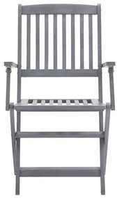 7 pcs conjunto de jantar jardim madeira acácia maciça cinzento
