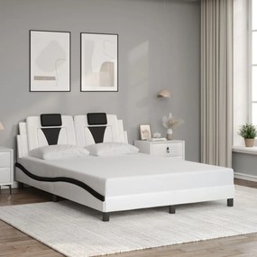 vidaXL Estrutura cama c/ cabeceira 120x200 couro artif. branco/preto