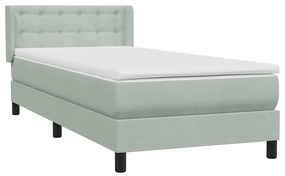 Cama com molas/colchão cinzento-claro 80x220 cm veludo