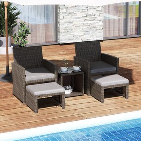 Conjunto de 5 Peças em Vime para Exterior "Lirvik" – 2 Poltronas, 2 Ot