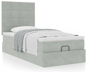 Estrutura cama otomana colchões 80x200 cm veludo cinzento claro