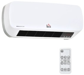 HOMCOM Aquecedor Cerâmico de Parede 1000W/2000W com Controle Remoto 3 Modos de Aquecimento Temporizador de 12h Termostato | Aosom Portugal