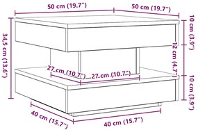 Mesa de centro rotativa a 360graus 50x50x34,5cm carvalho sonoma