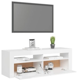 Móvel de TV com luzes LED 120x35x40 cm branco brilhante