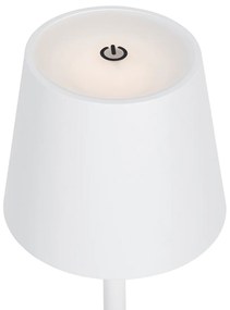 Conjunto de 2 candeeiros de mesa de exterior branco com LED e dimmer recarregável - Janet Moderno