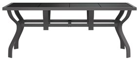 Mesa de jardim 180x80x70 cm aço e vidro cinza/preto
