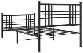 Estrutura de cama com cabeceira e pés 90x200 cm metal preto