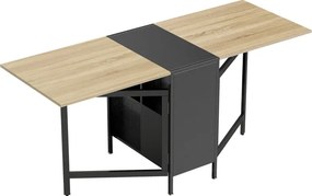 Mesa de Cozinha Dobrável com Arrumação 169x60x75 cm (CADEIRAS NÃO INCLUIDAS) Mesa de Refeição Compacta com 4 Prateleiras Madeira e Preto