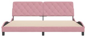 Estrutura de cama c/ cabeceira 200x200 cm veludo rosa
