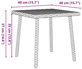 Mesa de centro de jardim retangular 40x40x37cm vime PE Bege