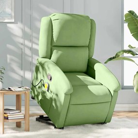 vidaXL Poltrona elevatória de massagens veludo verde-claro