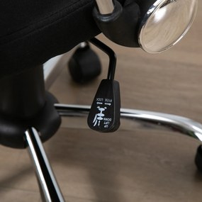 Cadeira de escritório ergonômica giratória com assento ajustável em altura, apoios de braço e rodas 57x57x93-103 cm Preto