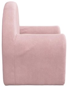 Sofá-cama infantil de pelúcia rosa