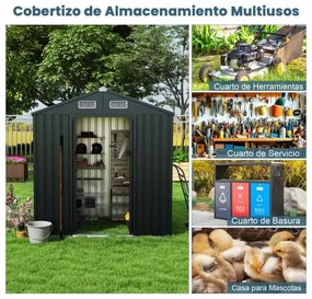 Abrigo jardim para ferramentas com teto organizador de grande capacidade 192,5 x 129 x 196 cm Cinzento