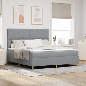 vidaXL Cama Box Spring com Colchão e LED Cinza Claro 180x200 cm Tecido