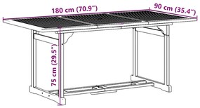 9 pcs conj. de jantar para jardim 180x90x75 cm acácia maciça