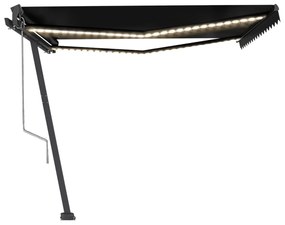Toldo automático com LED e sensor de vento 450x350 cm antracite