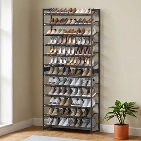 Sapateira com 12 prateleiras (2x 6 prateleiras)  30,8 x 92,6 x 223,1 cm preta